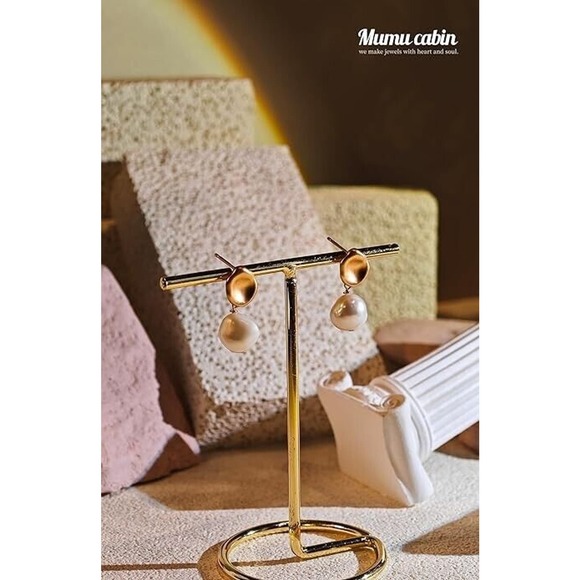 Pearl Diamond Stud Earrings for Women with Dangle Drop Designer Style - Picture 4 of 5